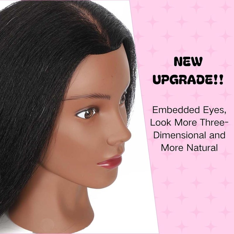 Opini 18" Mannequin Head Human Hair with 100% Real Hair Human Hair Mannequin Doll Head for Hairdresser Practice Braiding Hairstyling with Adjustable Tripod Stand and Tools (18 Inch- Tripod Set) - Image 5